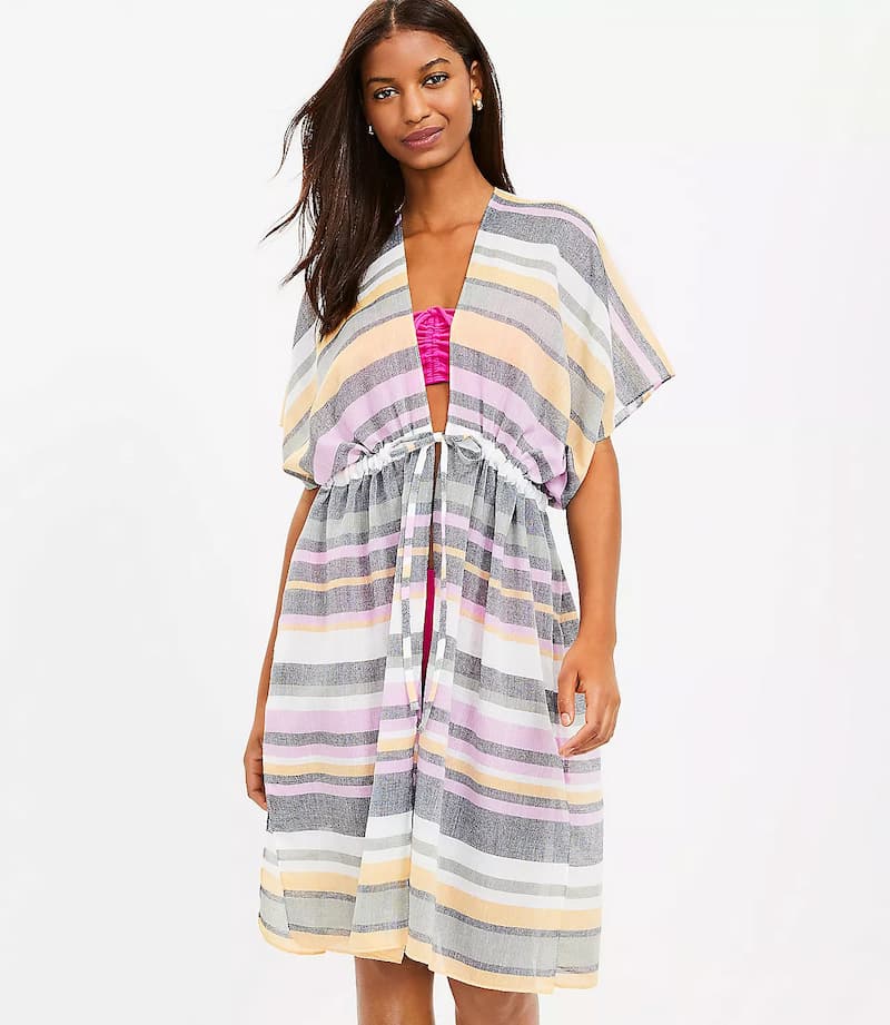 Beach Striped Drawstring Swimsuit Cover-Up at LOFT