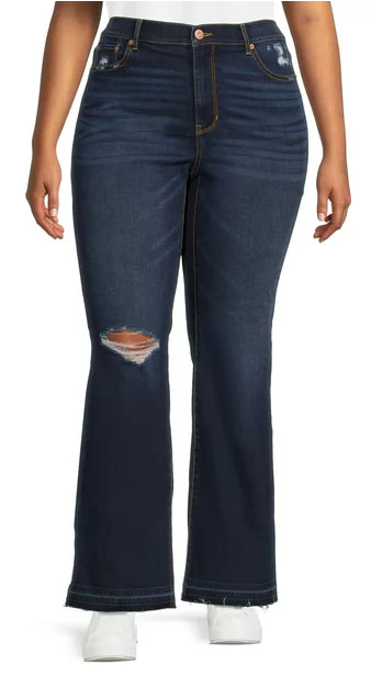 Juniors' Plus Size High Rise Jeans from No Boundaries at Walmart