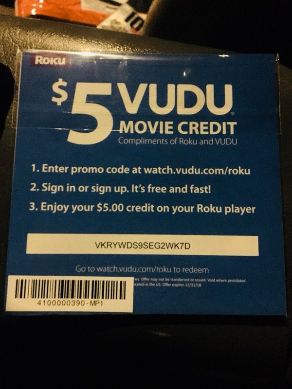 Free $5 VUDU Credit
